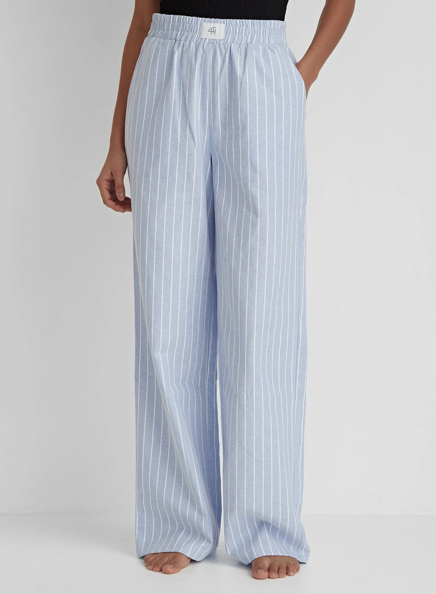 Blue And White Striped Relaxed Trouser- Delphi