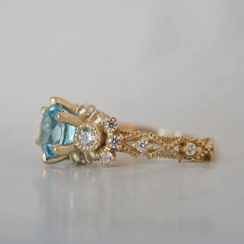 Blue Topaz Westminster Diamond Ring in 14K and 18K Gold