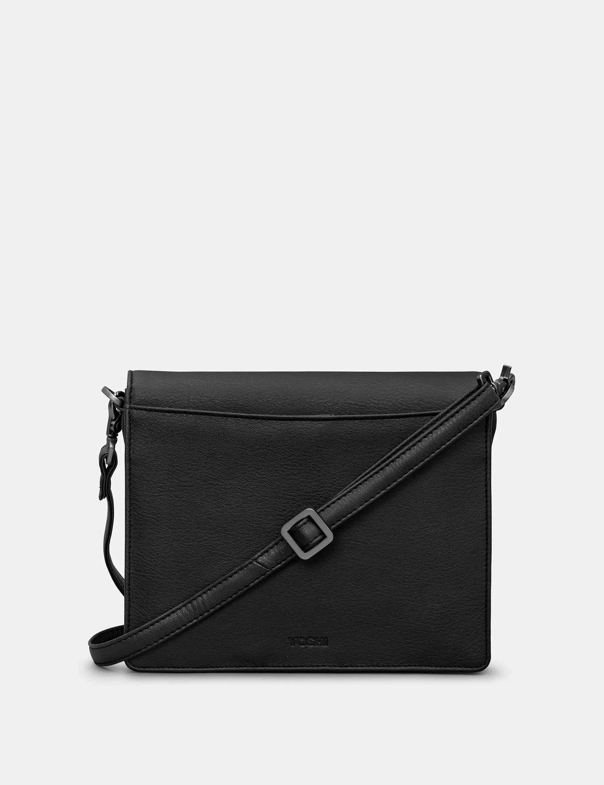 Bookworm Black Vegan Leather Flap Over Cross Body Bag