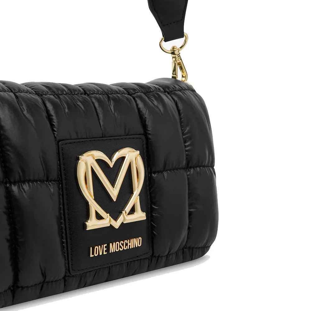 Borsa Donna a Spalla LOVE MOSCHINO linea Thin Air in Nylon Trapuntato Nero