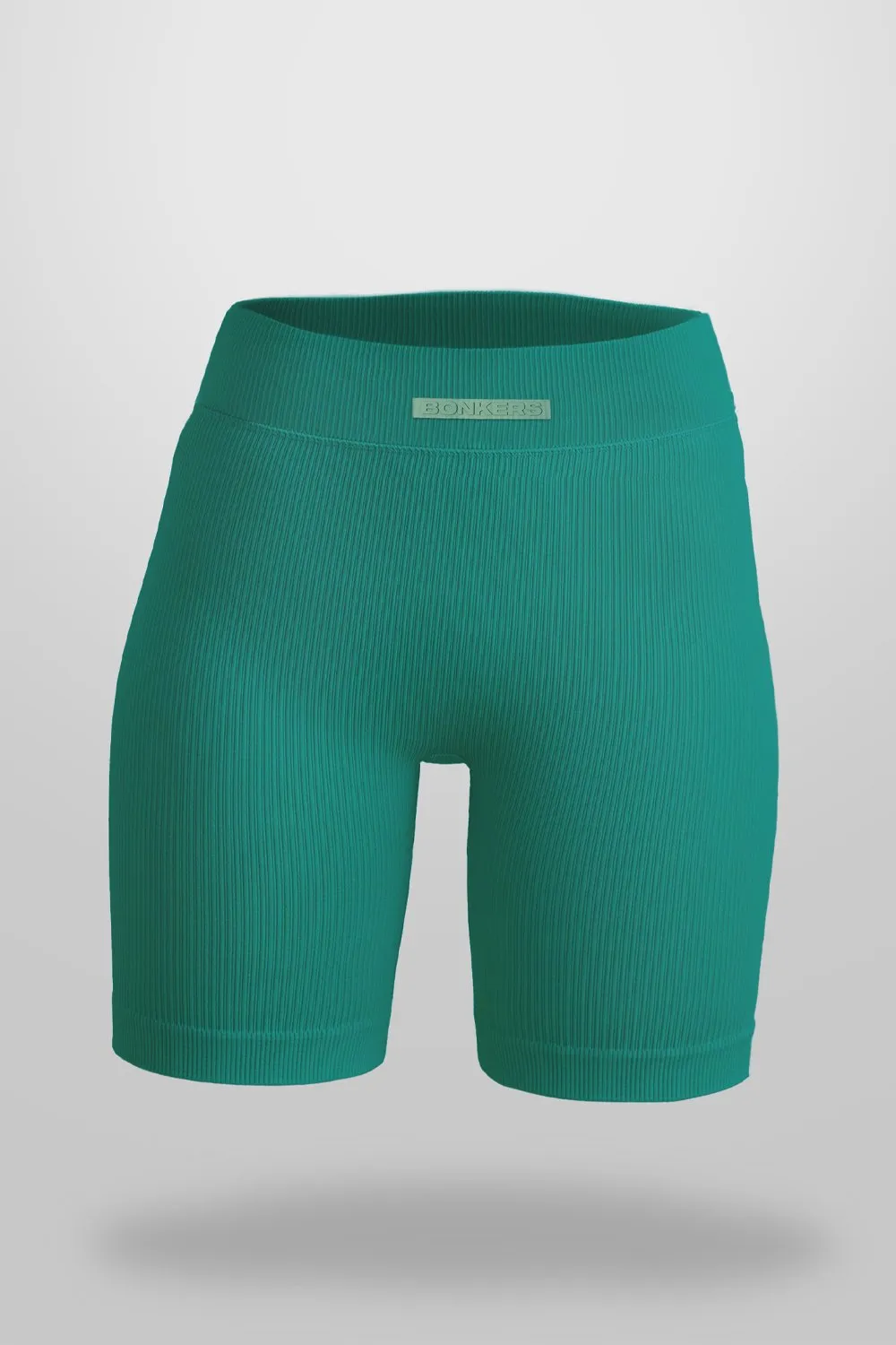 Bottle Green Ribbed Workout Shorts