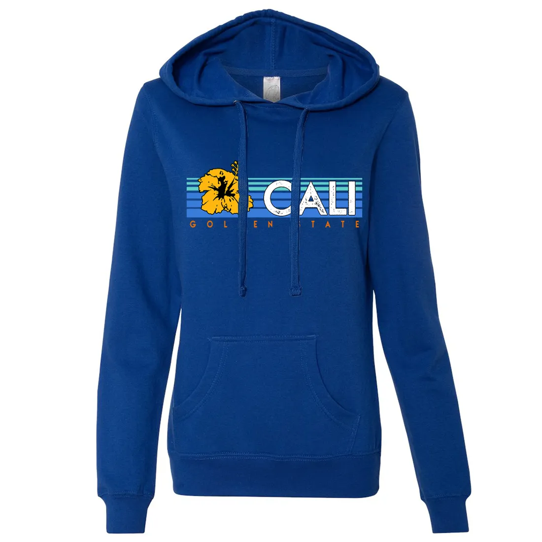 Cali Golden State Hibiscus Ladies Lightweight Fitted Hoodie