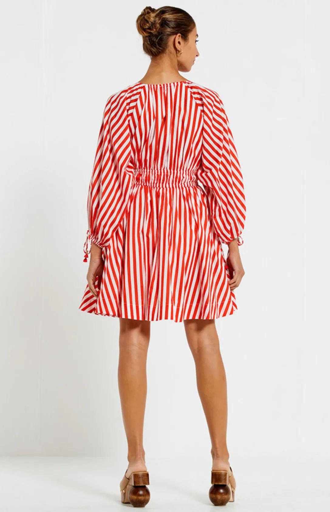 Candy Stripe V-Neck Dress - Red Stripe