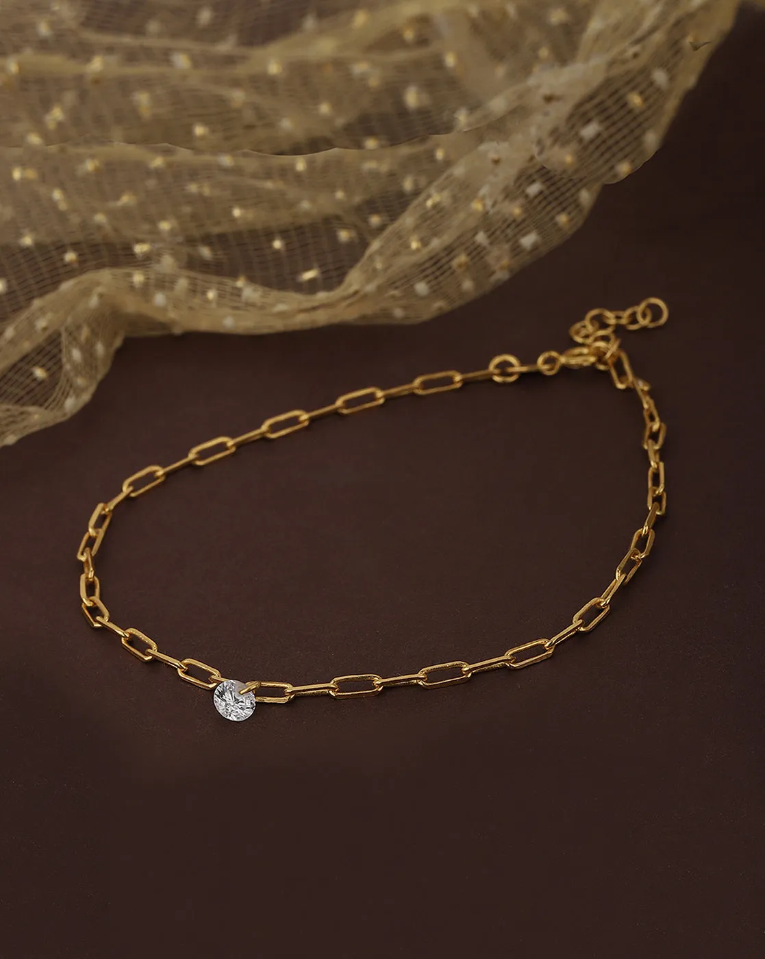 Carlton London Gold-Plated Floral Shape Anklet For Women