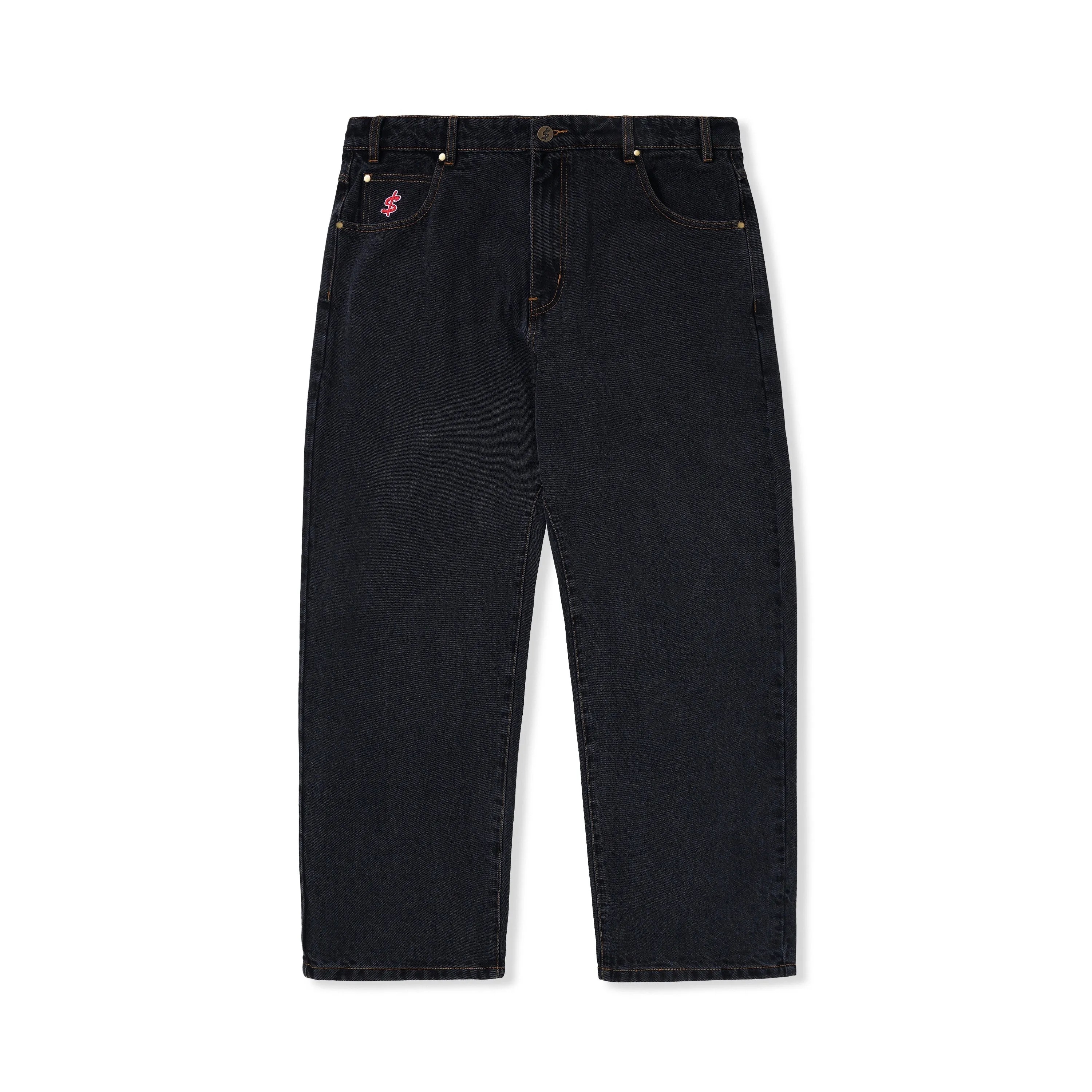 Cash Only Logo Baggy Denim Jeans - Washed Black