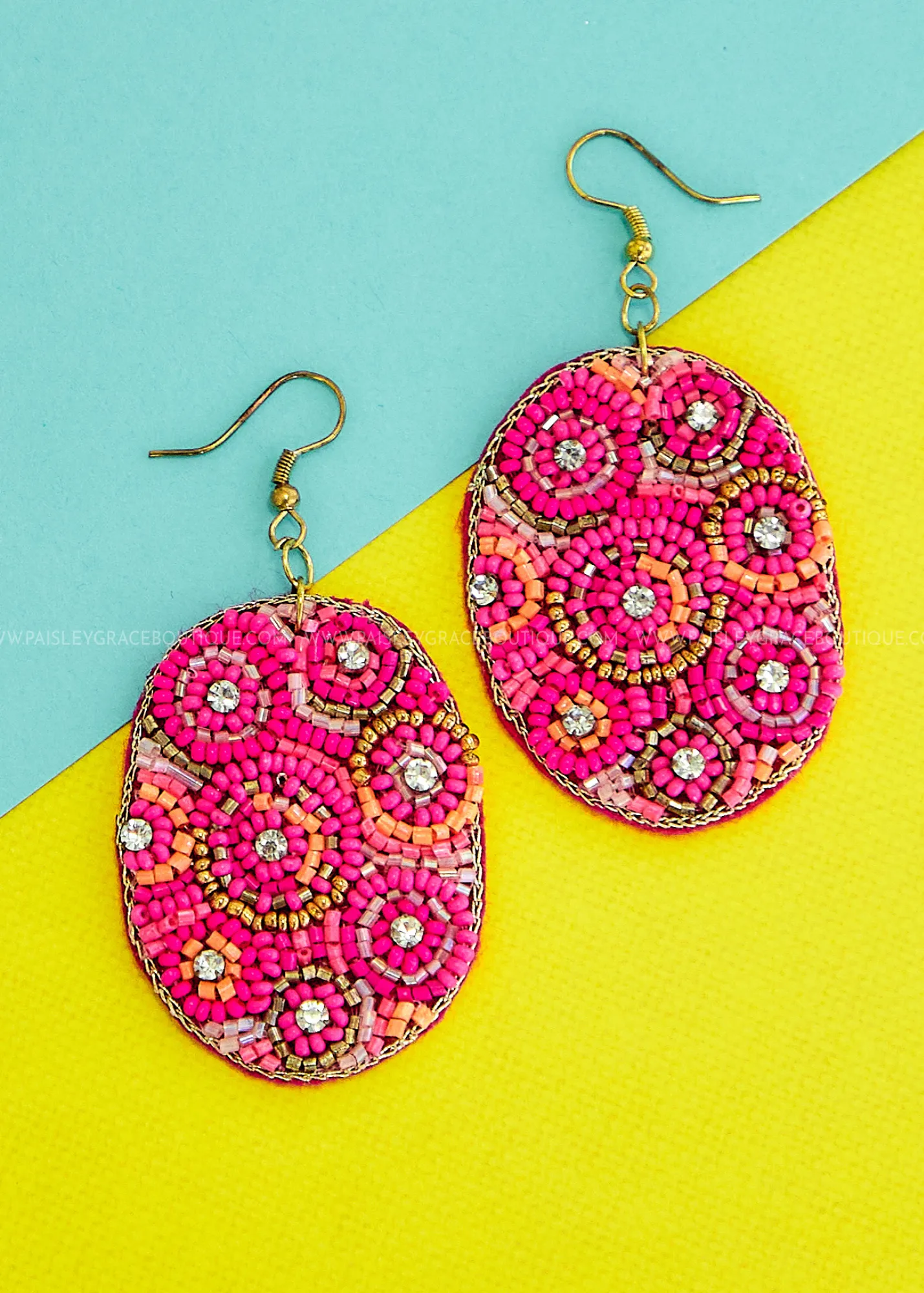 Cassie Beaded Oval Earrings