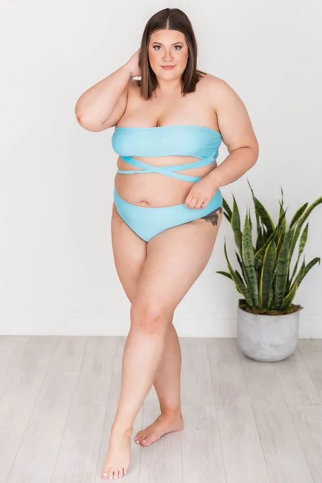 Caught In The Rain Blue Mid Rise Bikini Bottoms FINAL SALE