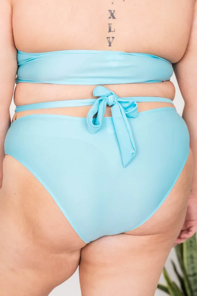 Caught In The Rain Blue Mid Rise Bikini Bottoms FINAL SALE