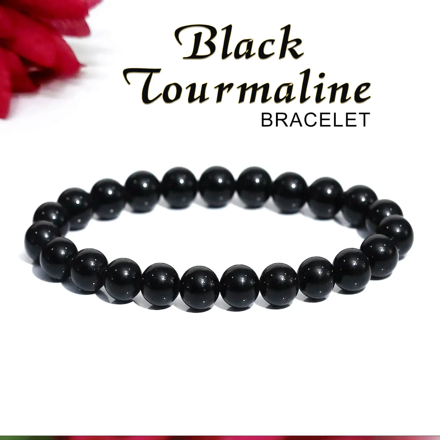 Certified Black Tourmaline 8mm Natural Stone Bracelet