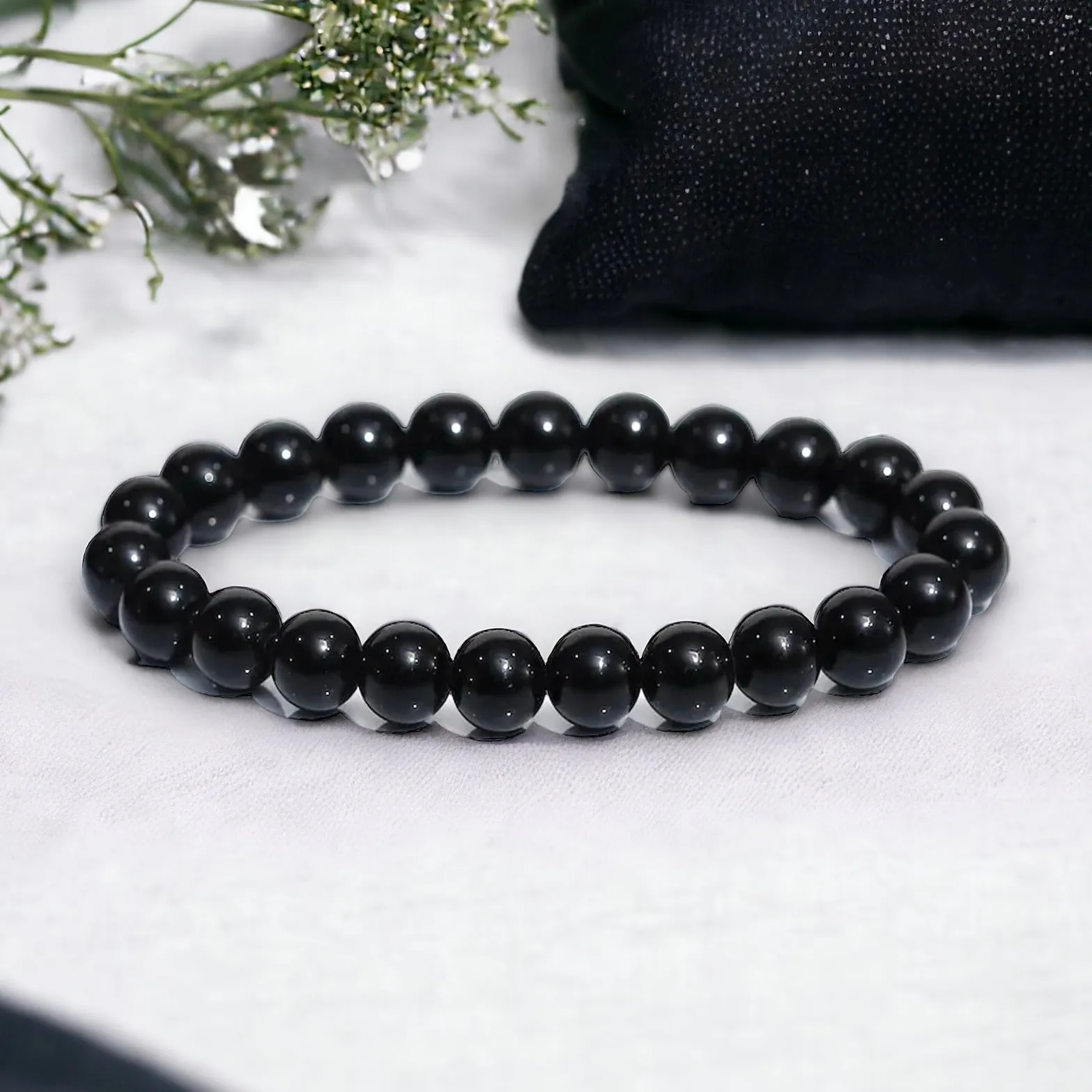 Certified Black Tourmaline 8mm Natural Stone Bracelet