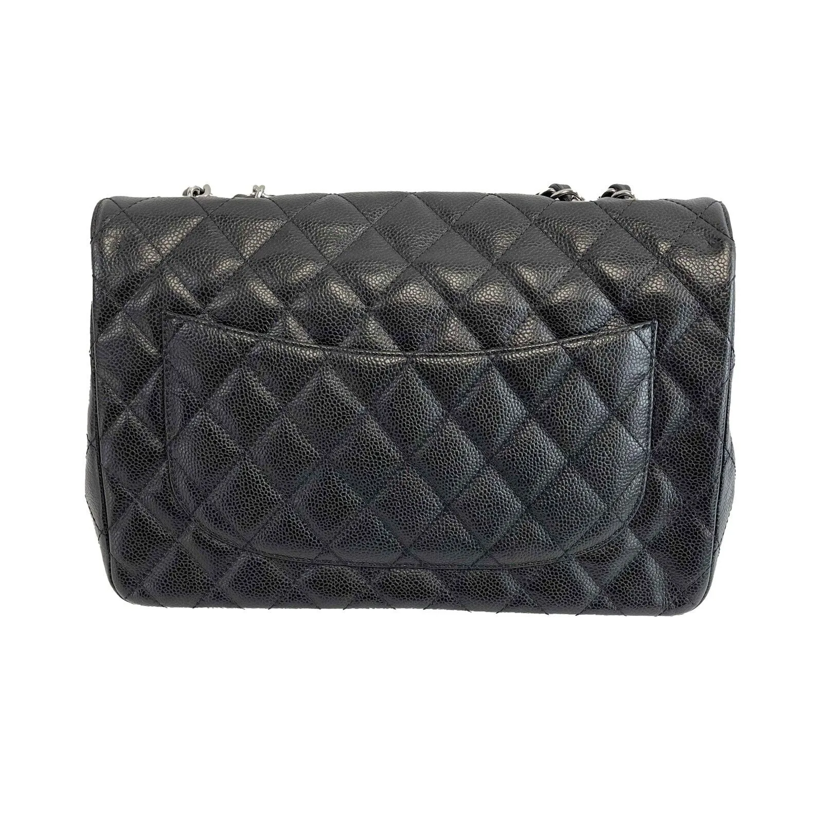 CHANEL - CC Caviar Leather Black Jumbo Single Flap Shoulder Bag