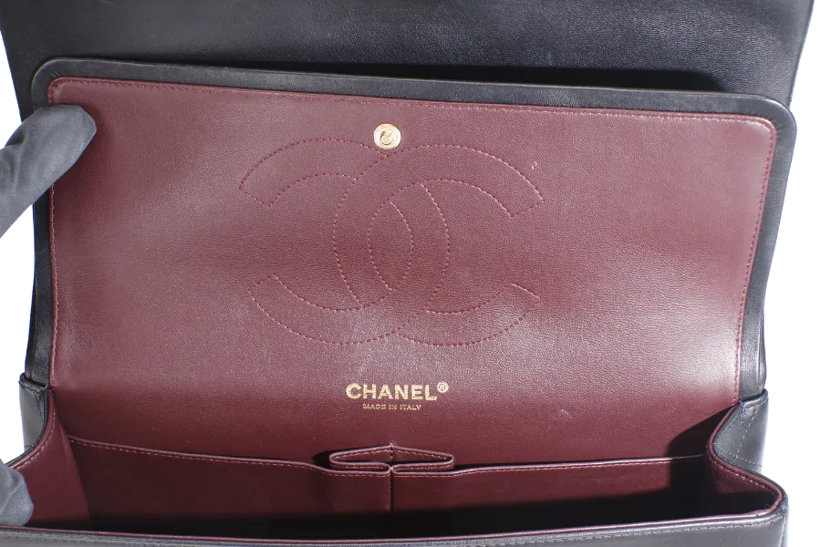 CHANEL CLASSIC DOUBLE FLAP JUMBO BLACK LAMBSKIN LEATHER GHW (1685xxxx) WITH CARD AND DUST COVER