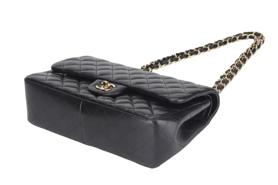 CHANEL CLASSIC DOUBLE FLAP JUMBO BLACK LAMBSKIN LEATHER GHW (1685xxxx) WITH CARD AND DUST COVER