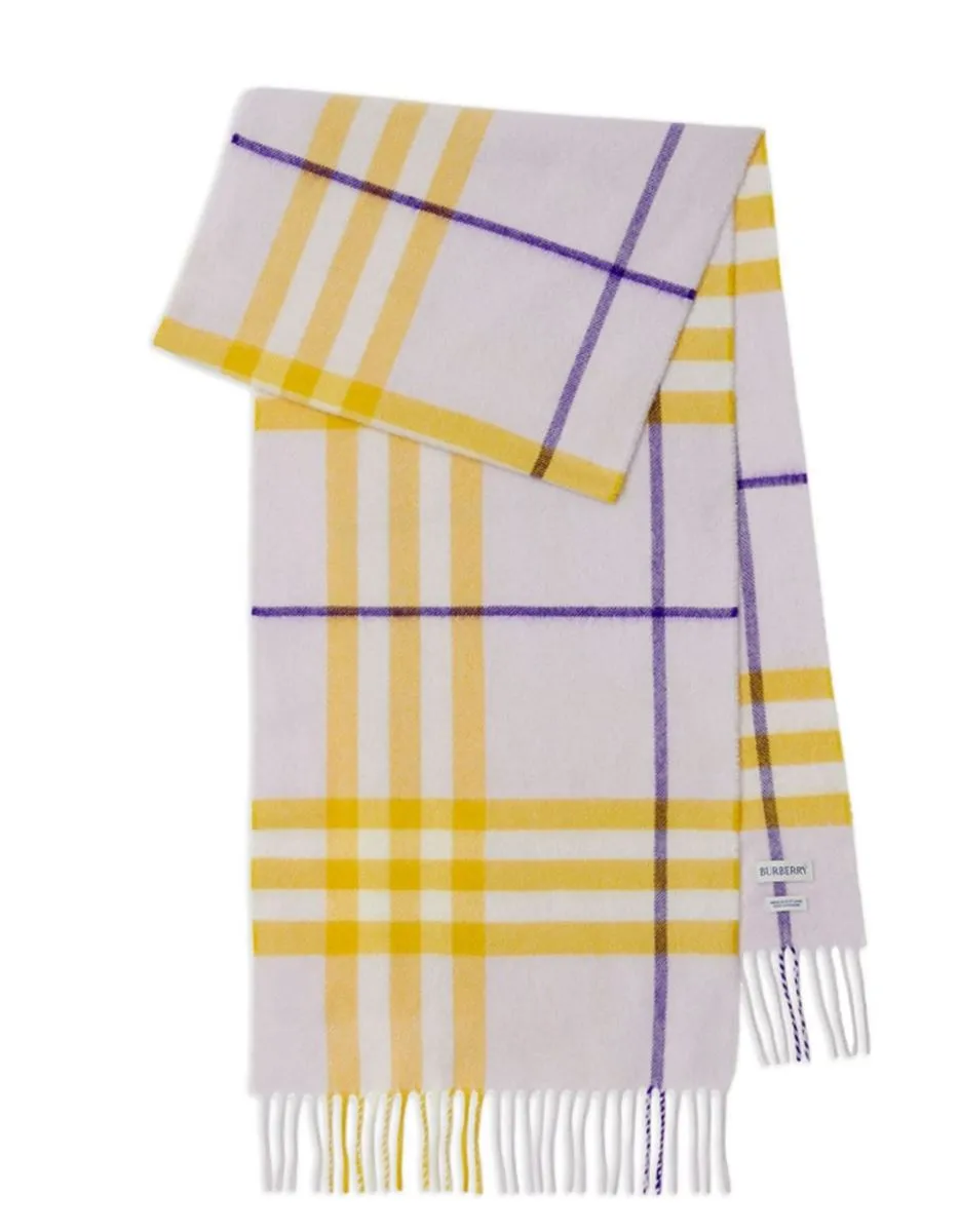 CHECKED FRINGED-EDGE CASHMERE SCARF