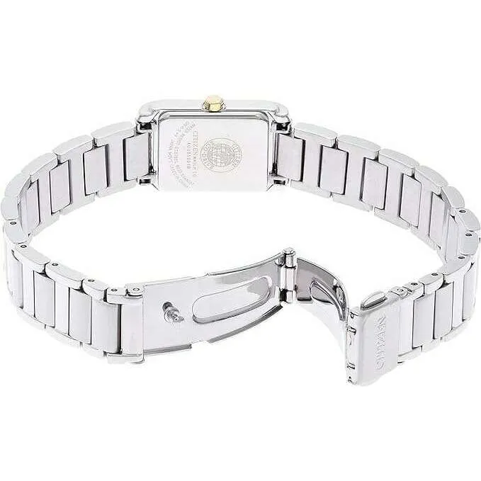 CITIZEN FORMA ECO-DRIVE SOLAR SILVER & WHITE SQUARE MODEL LADIES WATCH FRA36-2432