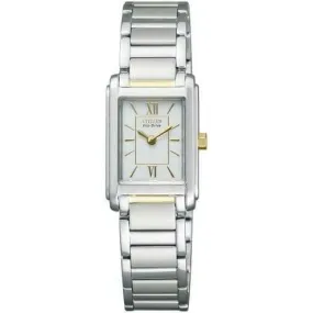 CITIZEN FORMA ECO-DRIVE SOLAR SILVER & WHITE SQUARE MODEL LADIES WATCH FRA36-2432