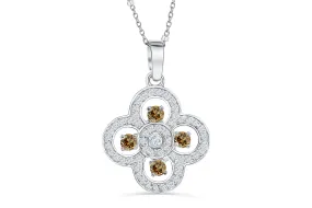 Clover Chocolate Diamond Pendant 0.70 CT TW 14K White Gold DPEN049