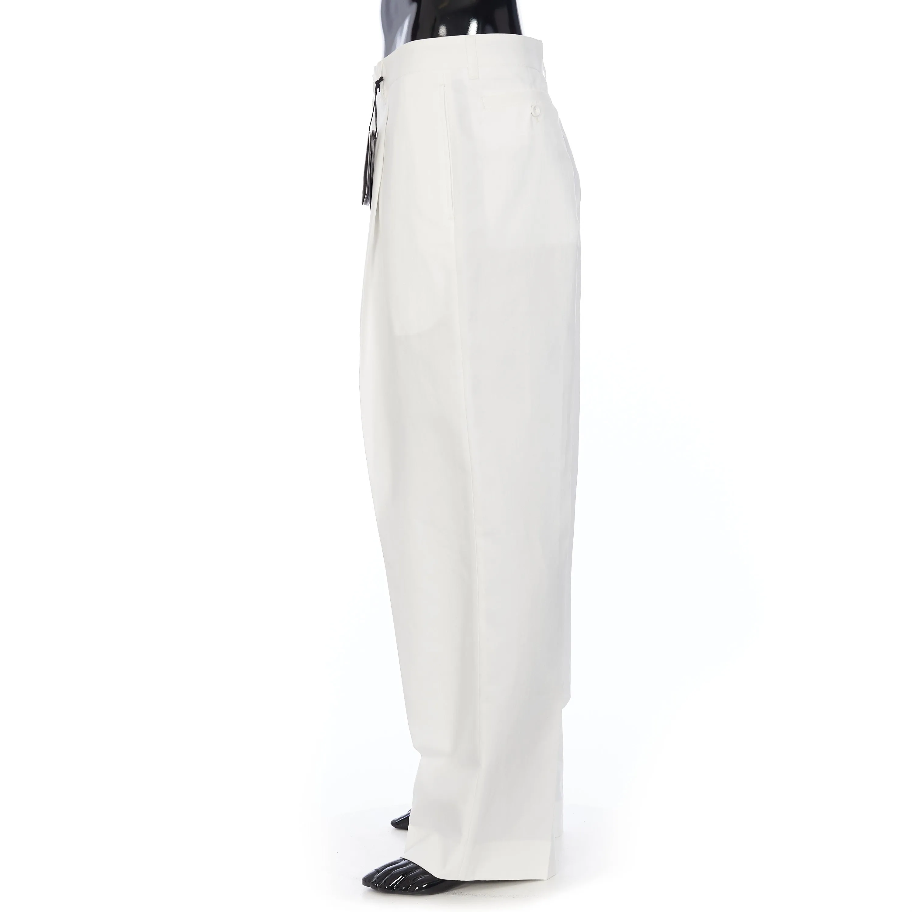 Cropped Chino Pants In White Cotton Faille