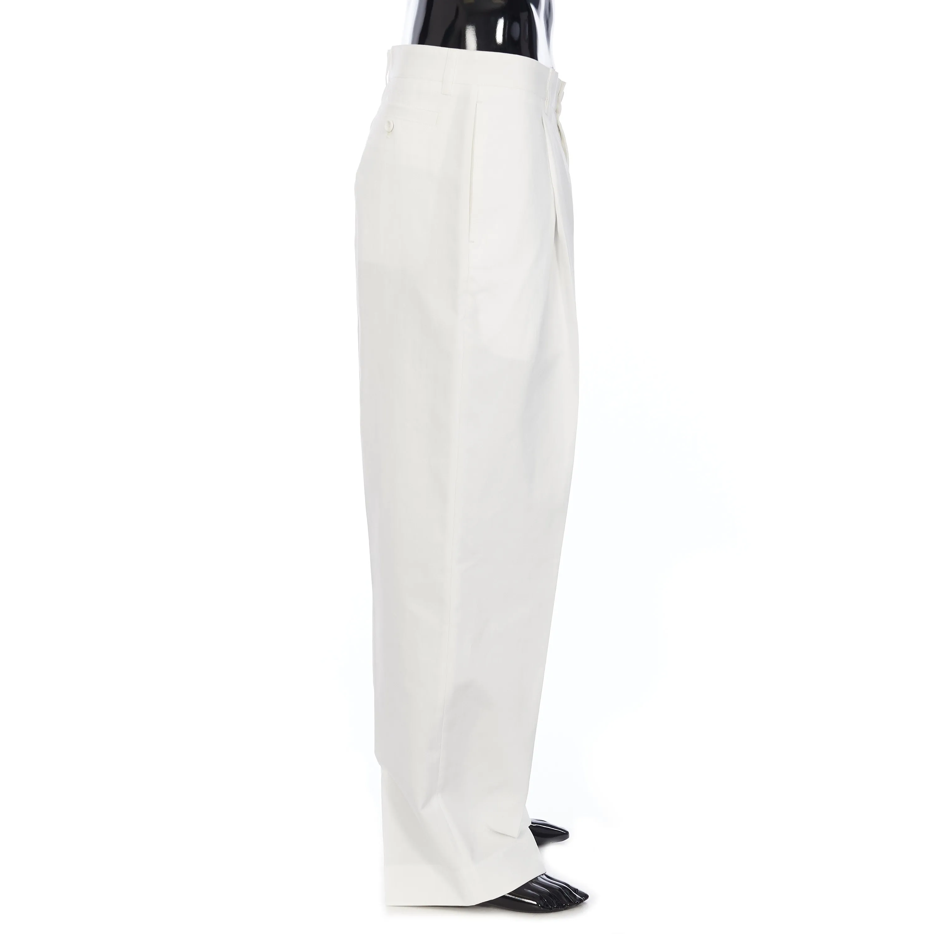 Cropped Chino Pants In White Cotton Faille