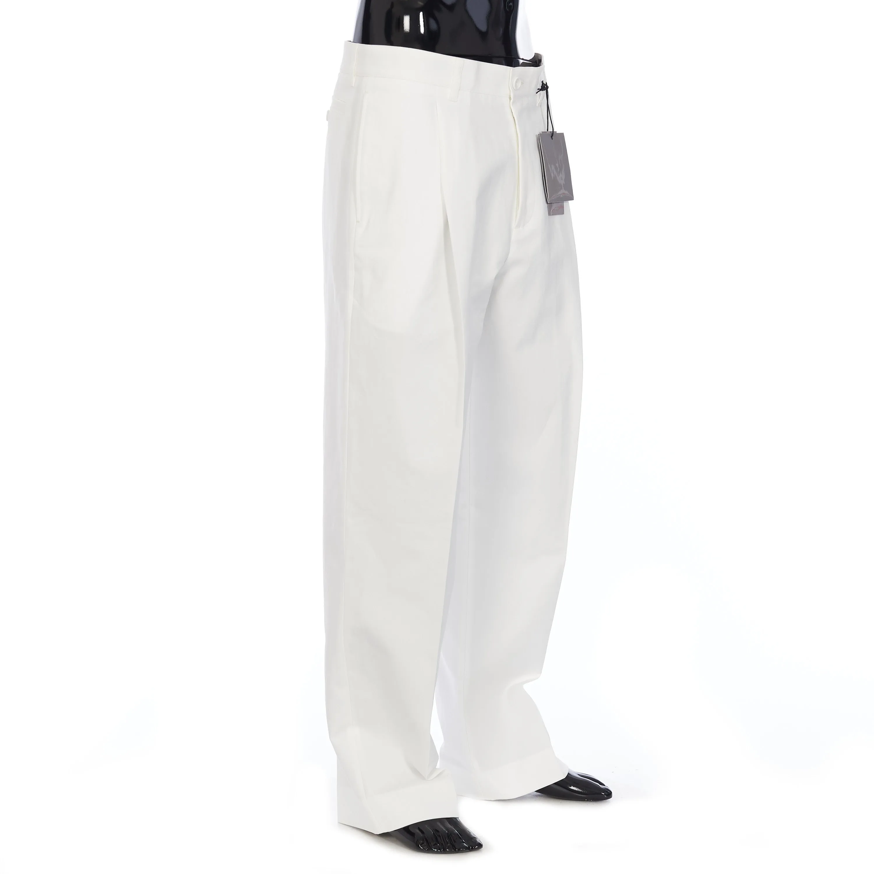 Cropped Chino Pants In White Cotton Faille