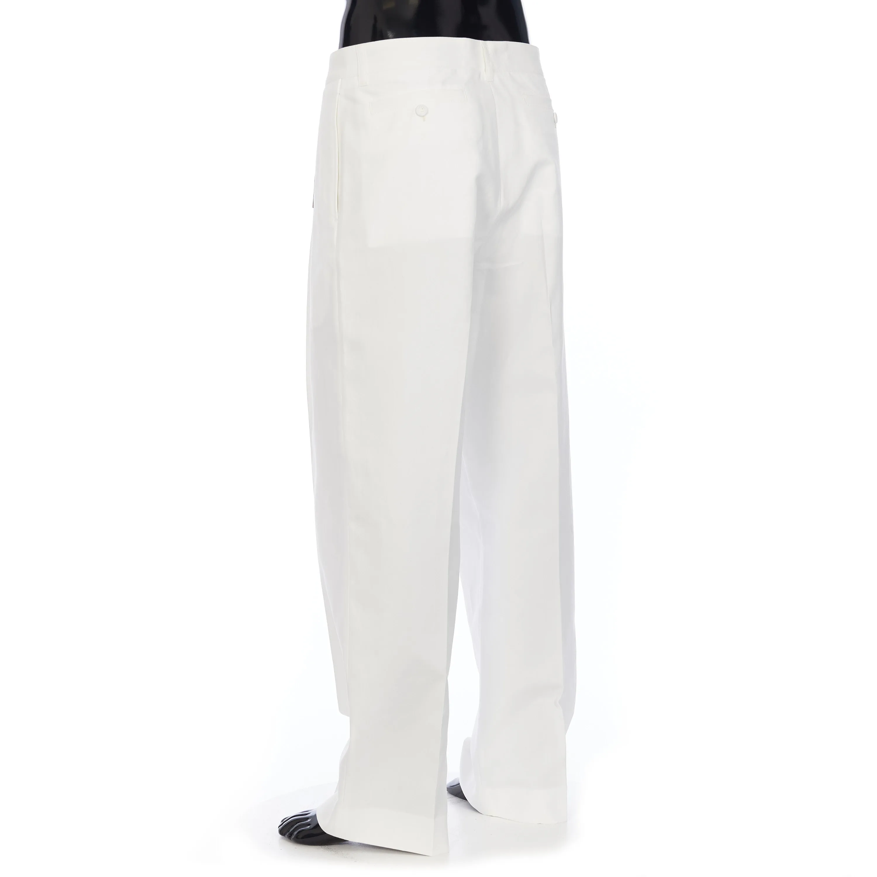 Cropped Chino Pants In White Cotton Faille