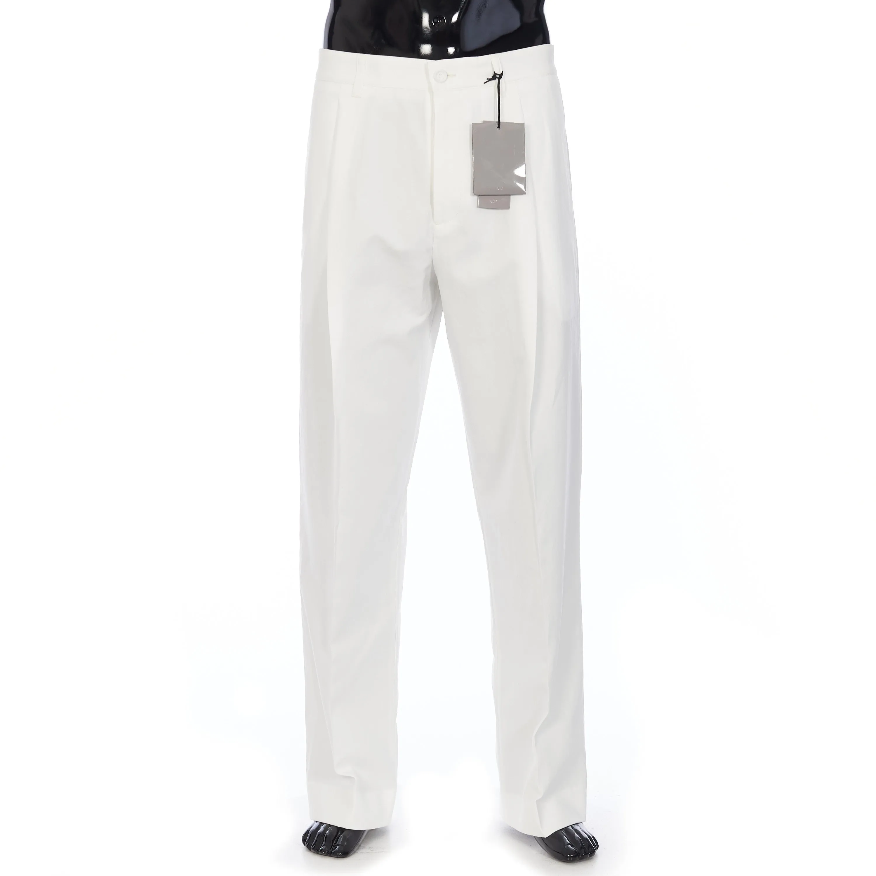 Cropped Chino Pants In White Cotton Faille