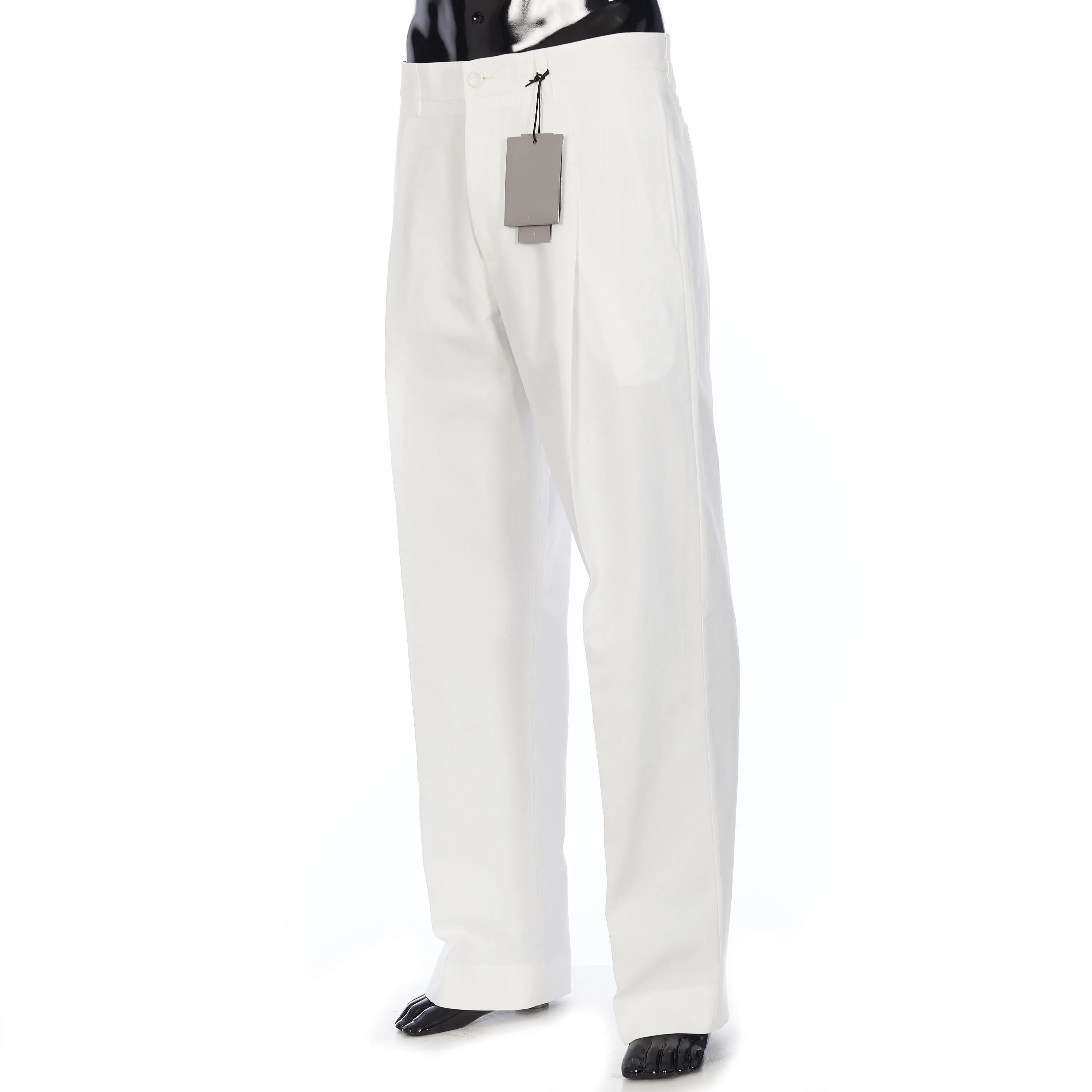 Cropped Chino Pants In White Cotton Faille