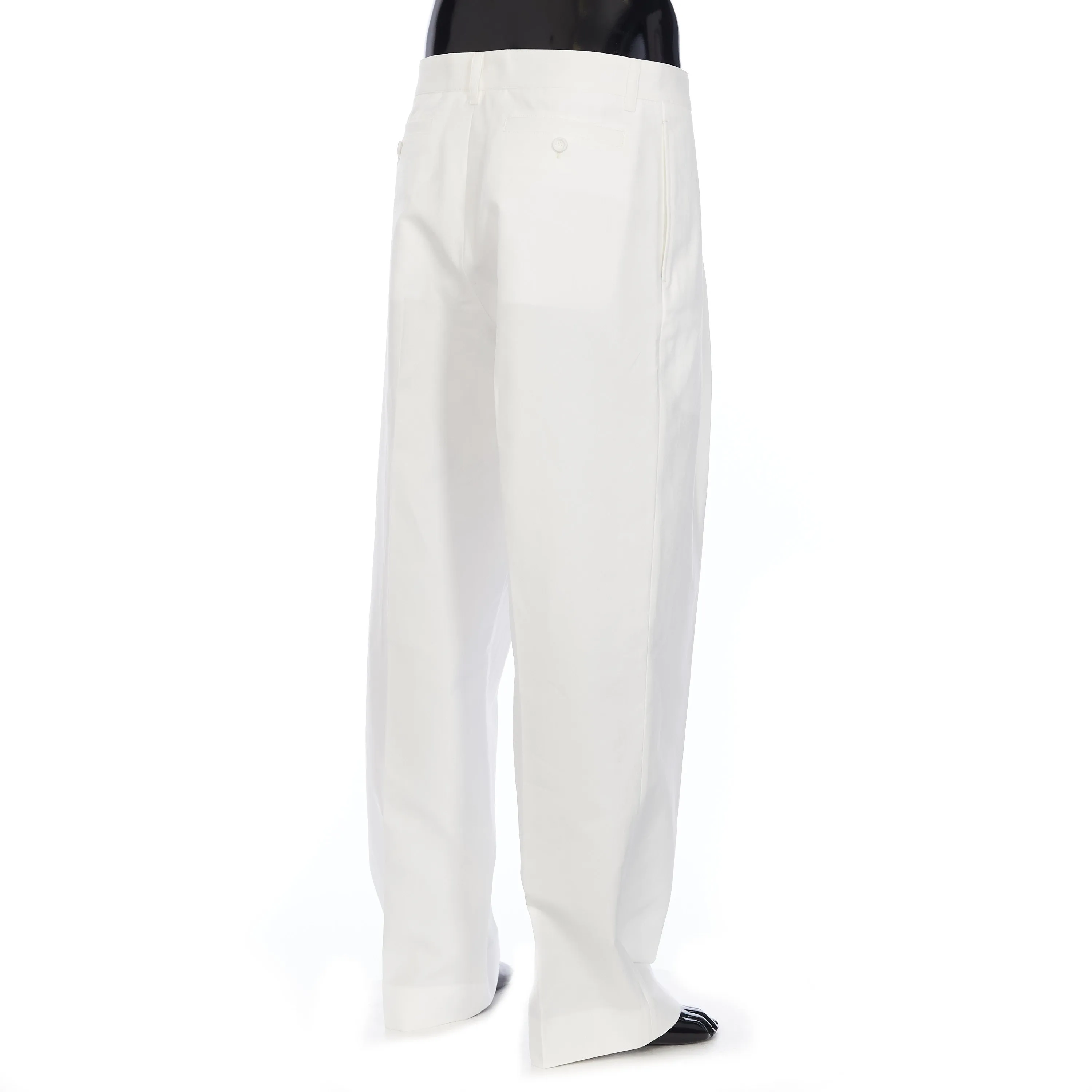 Cropped Chino Pants In White Cotton Faille