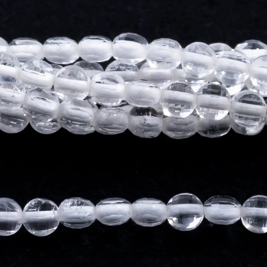 Crystal Quartz Natural 2mm Coin Microfaceted - 15-16 Inch