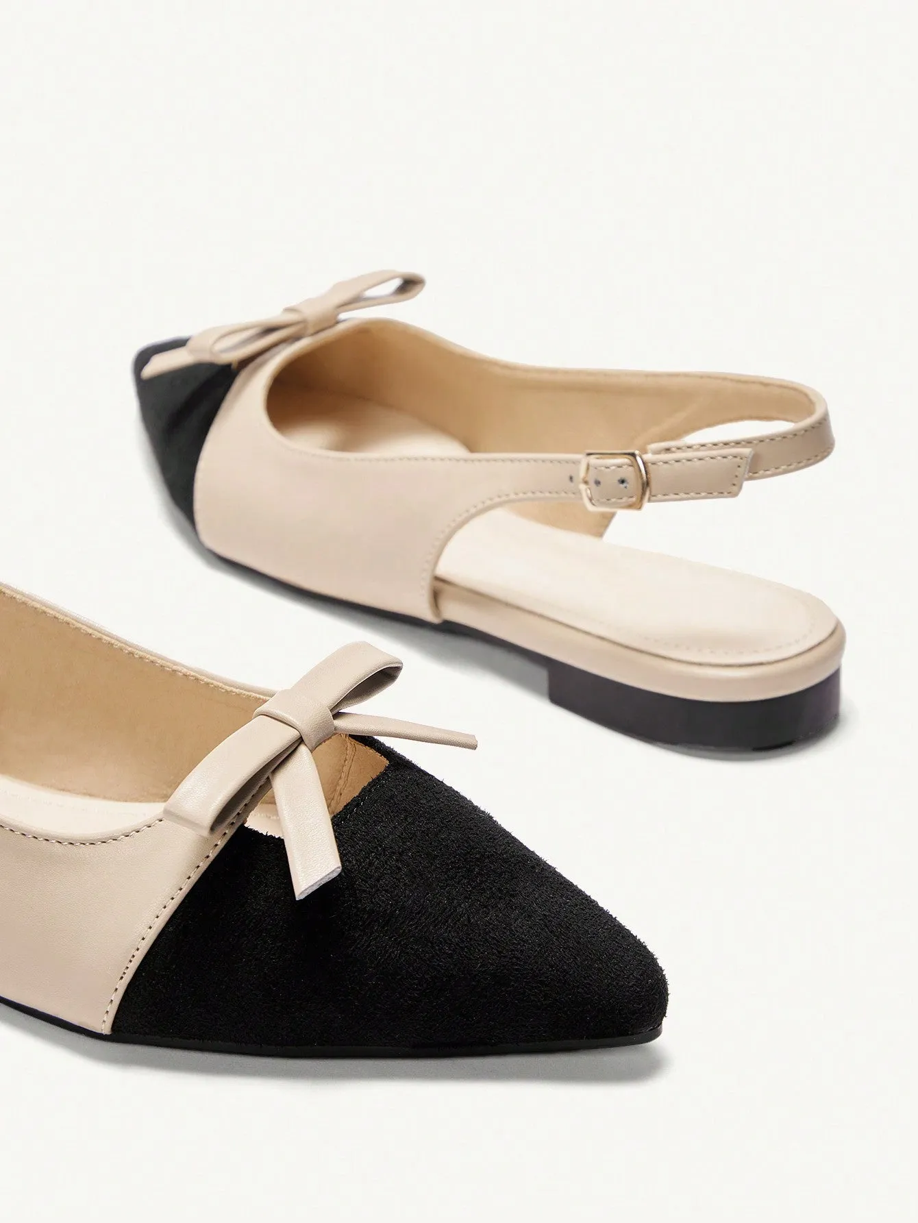 CUCCOO CHICEST Comfortable Pointed-Toe Chinese Style Color-Block Bowknot Flat Shoes For Women