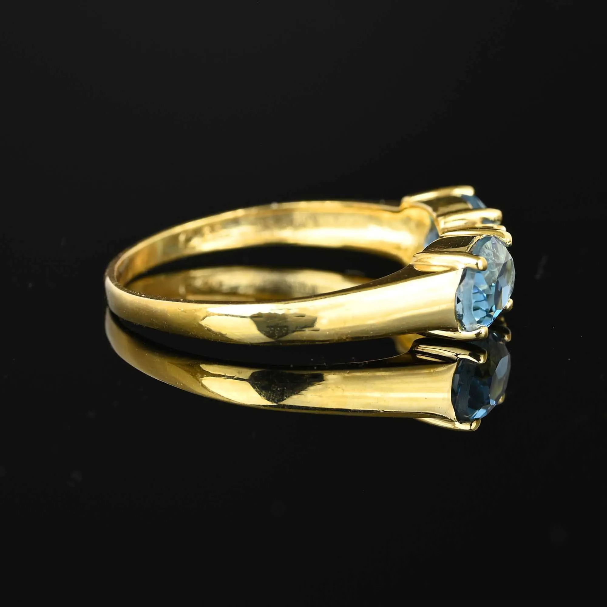 Cushion Cut Blue Topaz Diamond Ring in 14K Gold