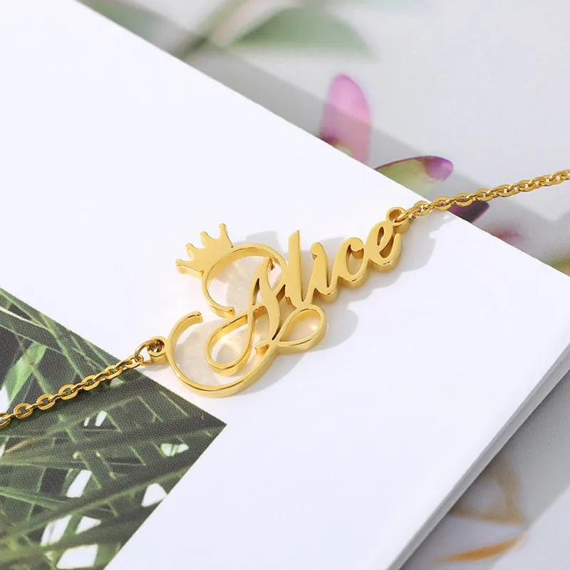 Custom Crown Name Anklet Bracelet- Christmas gifts