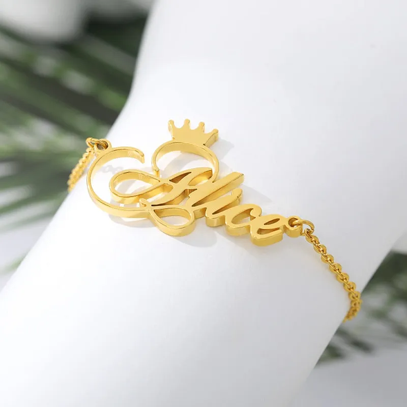 Custom Crown Name Anklet Bracelet- Christmas gifts