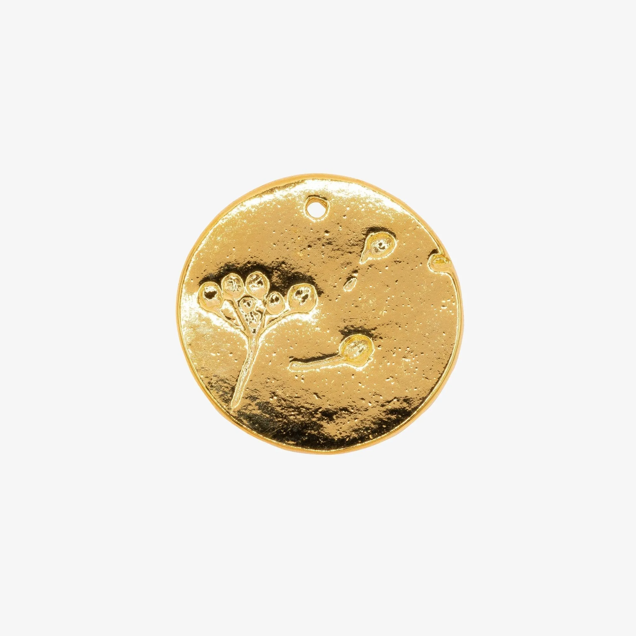 Dandelion Disc Charm Wholesale 14K Gold, Solid 14K Gold, G166