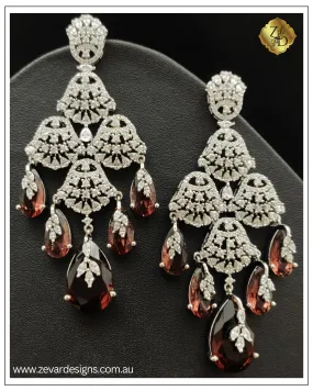 Designer Crystal AD Earrings - Crystal Brown