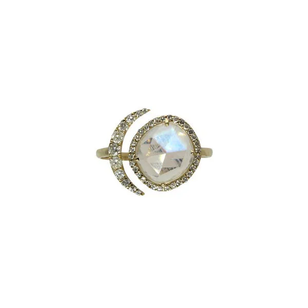 DIAMOND MOONSTONE RING