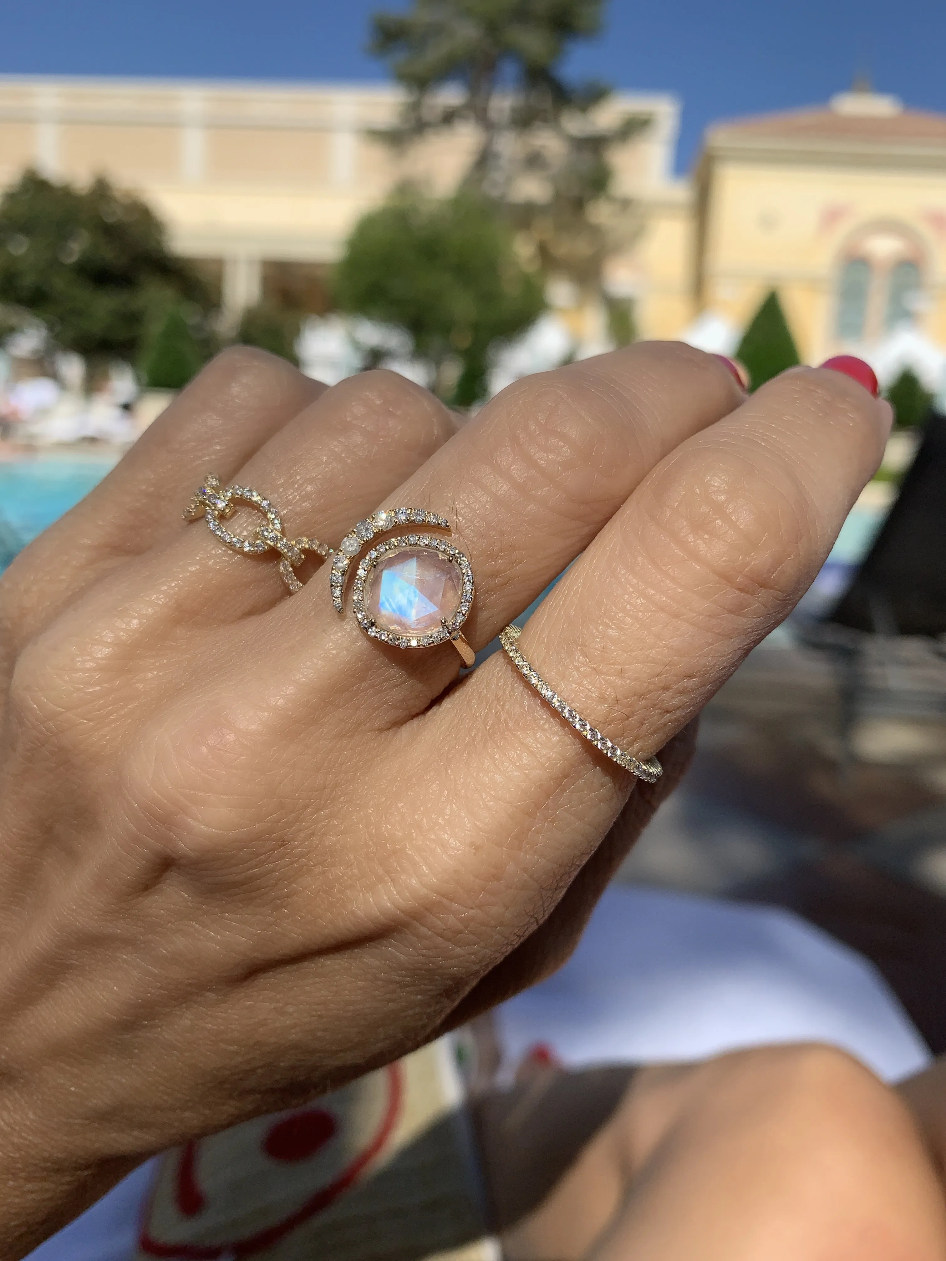 DIAMOND MOONSTONE RING