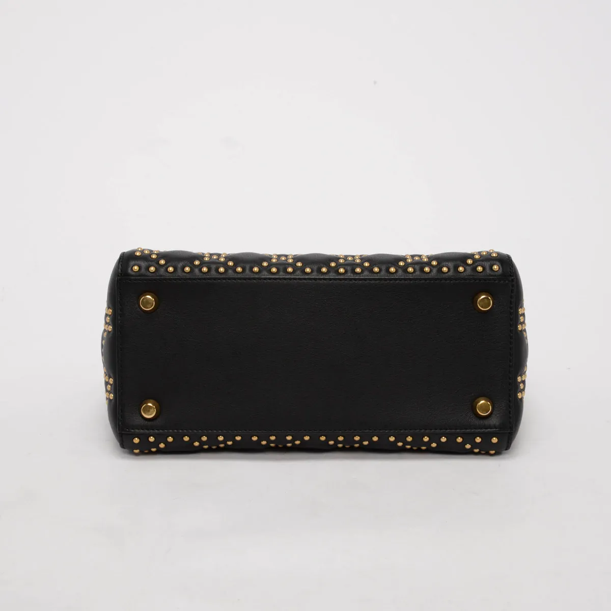 Dior Black Studded Calfskin Medium Supple Lady Dior Bag