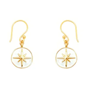 Enamel Charm Earrings - White Compass