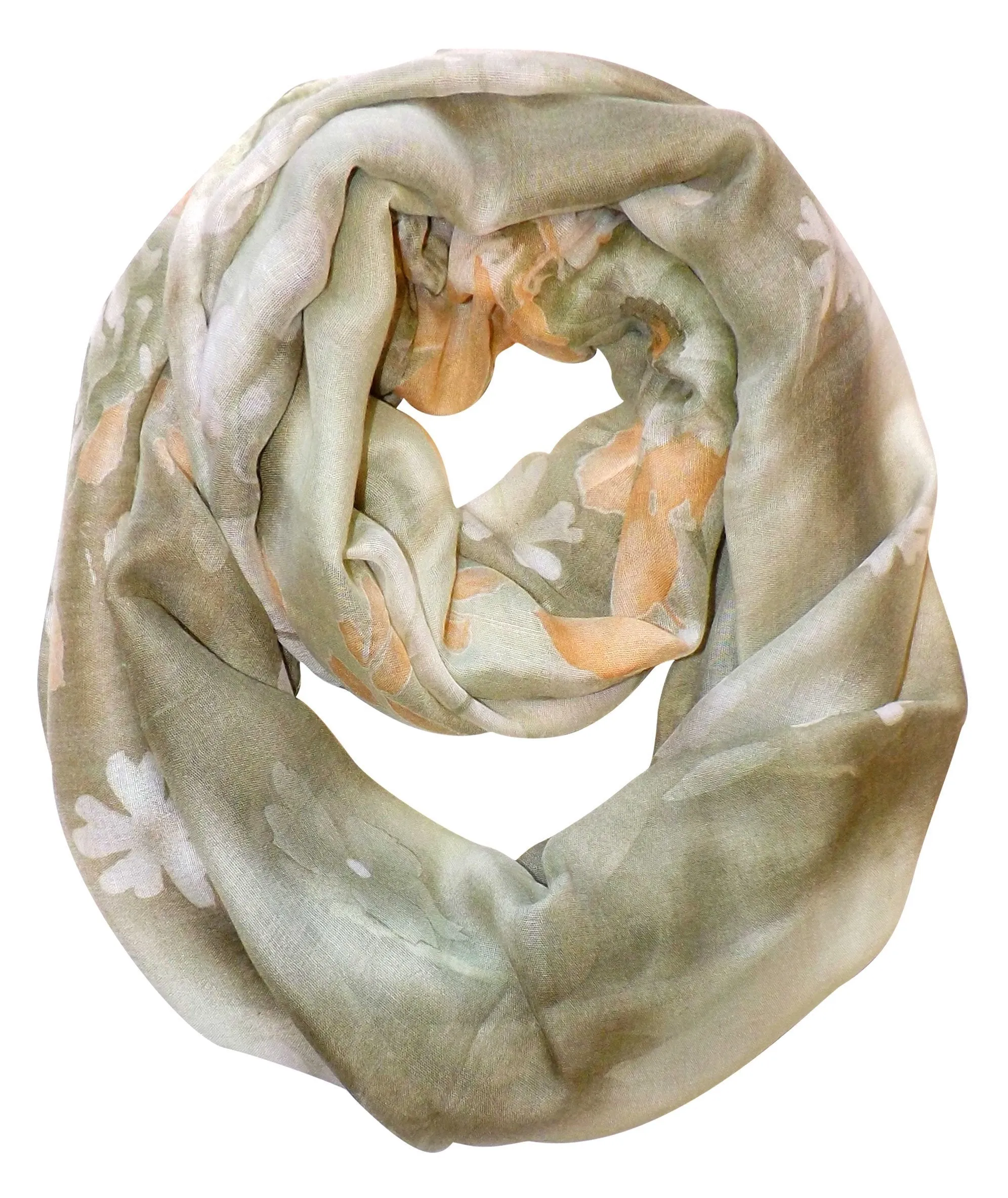 Faded Green Retro Colorful Faded Hawaiian Hibiscus Flower Infinity Loop Scarf