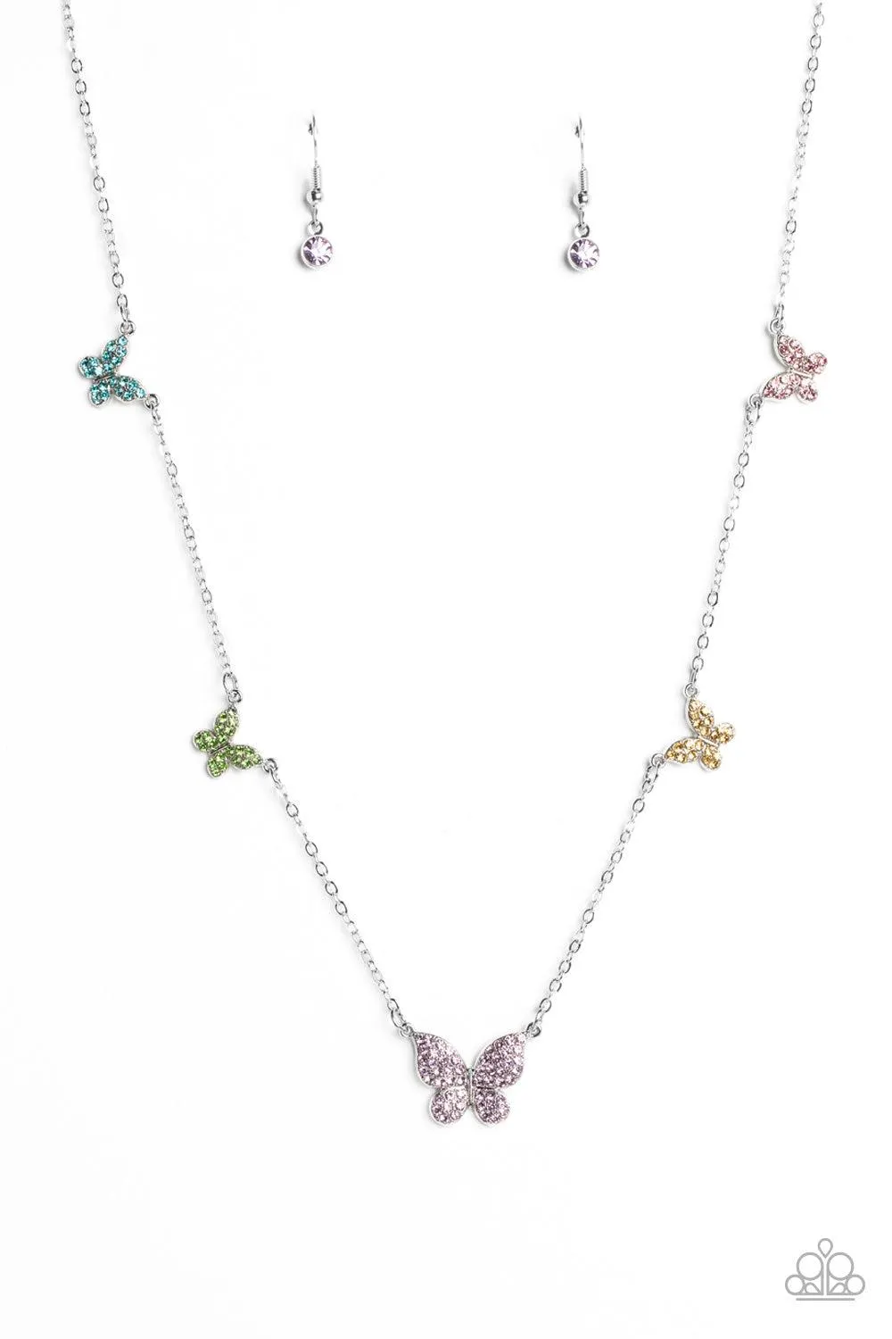 FAIRY Special Multi Rhinestone Butterfly Necklace - Paparazzi Accessories