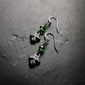 fleur earrings : green glass & antiqued sterling