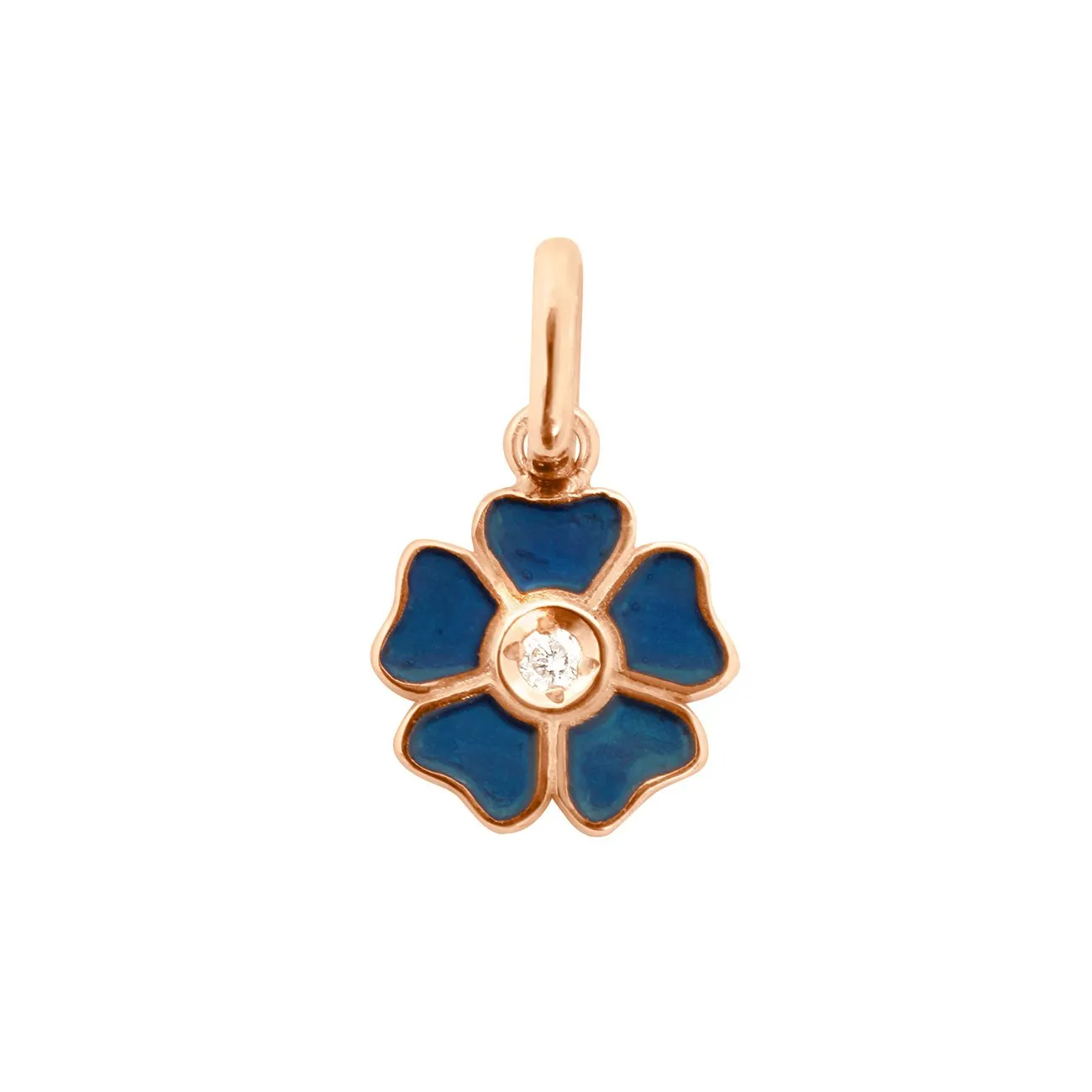 Flower Lapis Diamond Pendant, Rose Gold