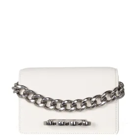 Four Ring Mini Chain Satchel Grained, Soft Ivory (S)