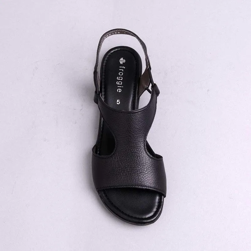 Froggie Ida Leather Comfort Sandal - Black