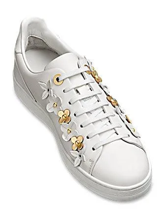 'Frontrow' Flower Applique Sneakers - Black or White