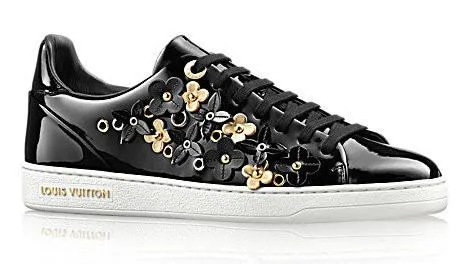 'Frontrow' Flower Applique Sneakers - Black or White