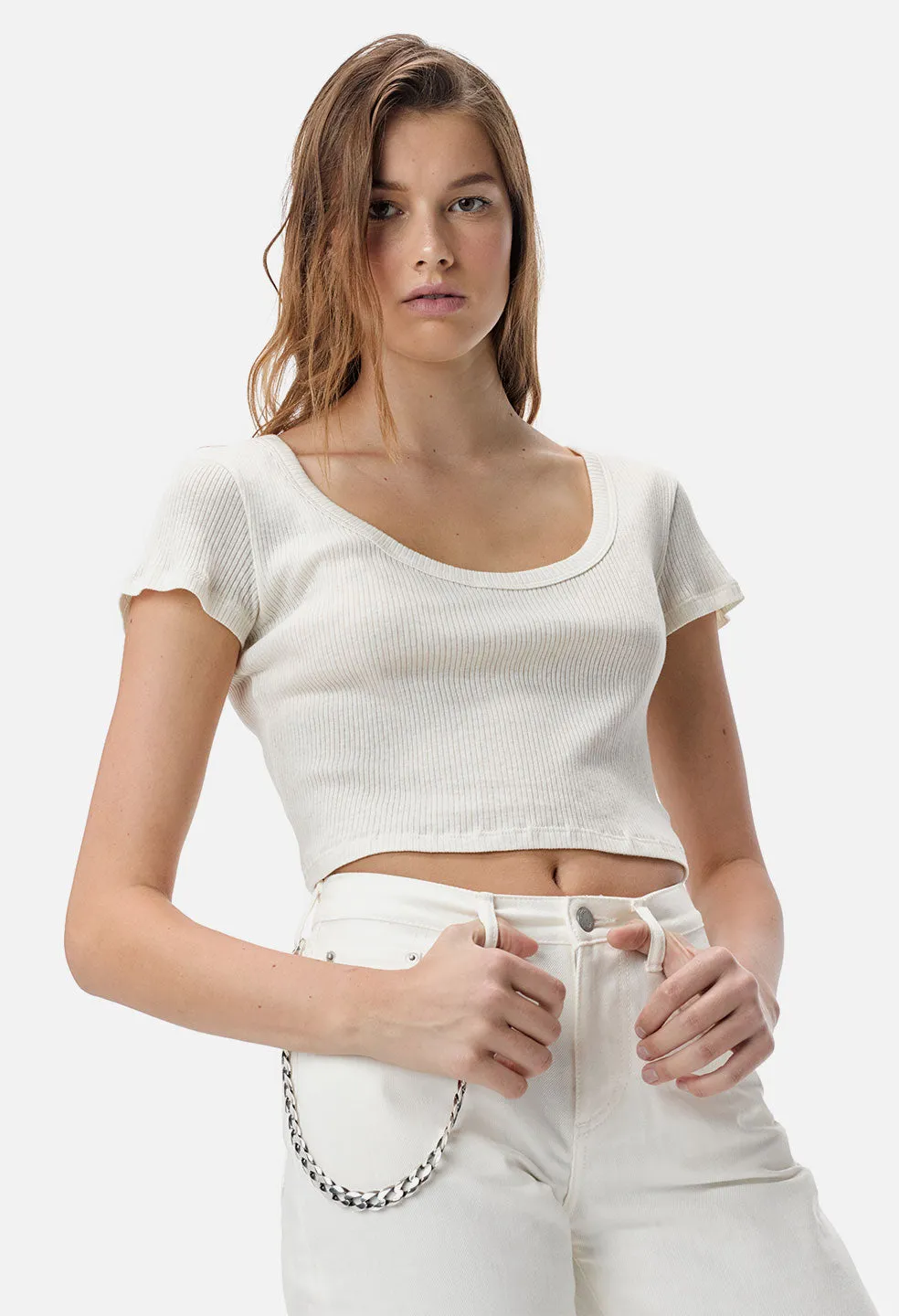 Fuse Cashmere Rib Tee / Ivory