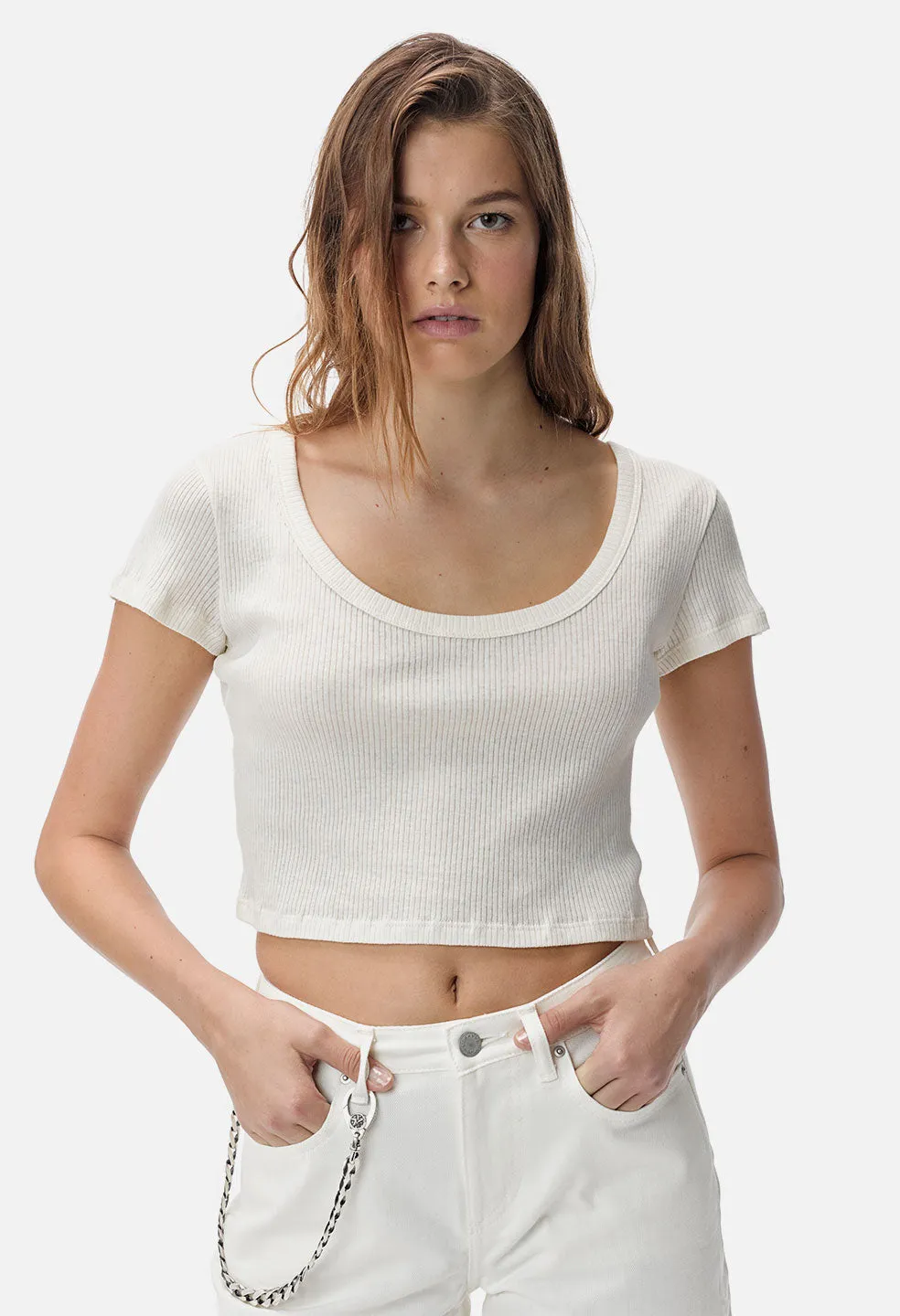 Fuse Cashmere Rib Tee / Ivory