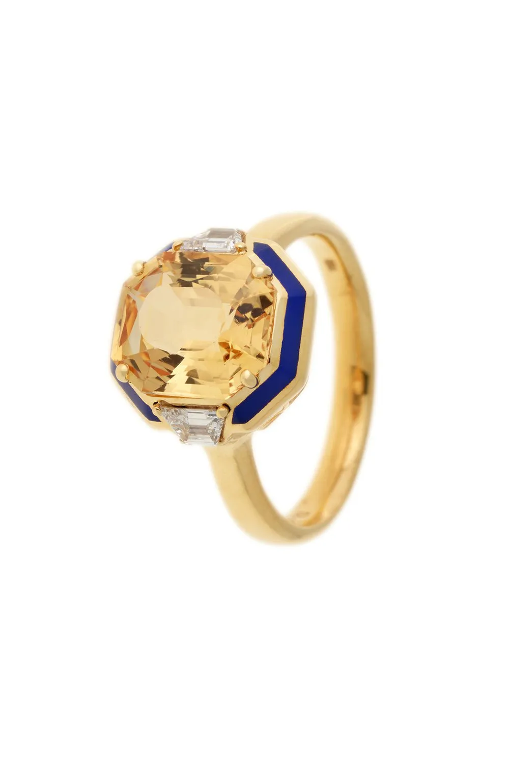 Gemma Enamel Topaz Diamond Ring